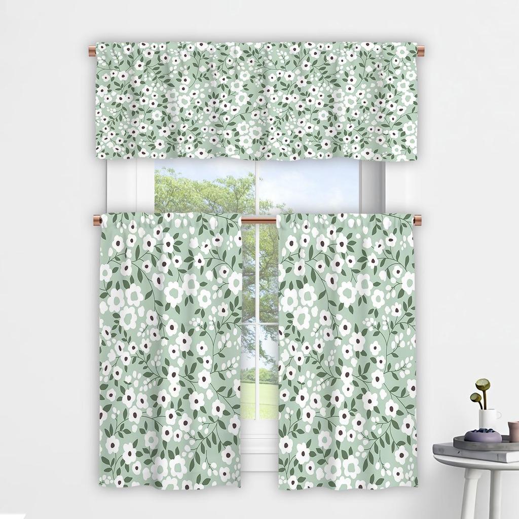 3D Floral Pattern Digital Print Kitchen Valance