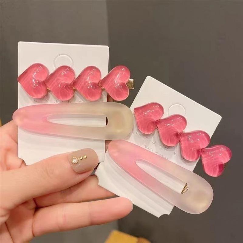 2 Teile/satz Süße Nette Pony Seite Clip Rosa Pfirsich Herz Haarnadel Pony Clip Haarspangen Frauen Mädchen Rand Clip Haarnadel BB Clip