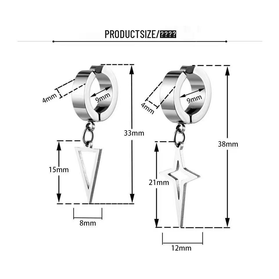 Japan-Korea Fashion Titanium Steel Earphone Pendant Clip-On Earrings