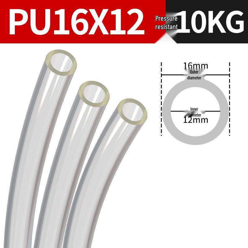 

Пневматичний повітряний шланг PU високого тиску для компресорів, доступний у розмірах 3-12 Transparent 16*12, 1m