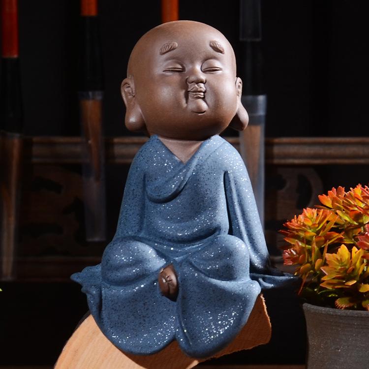 Zen Novice Monk Zisha Ceramic Figurine - Creative Home Tea Pet Ornament