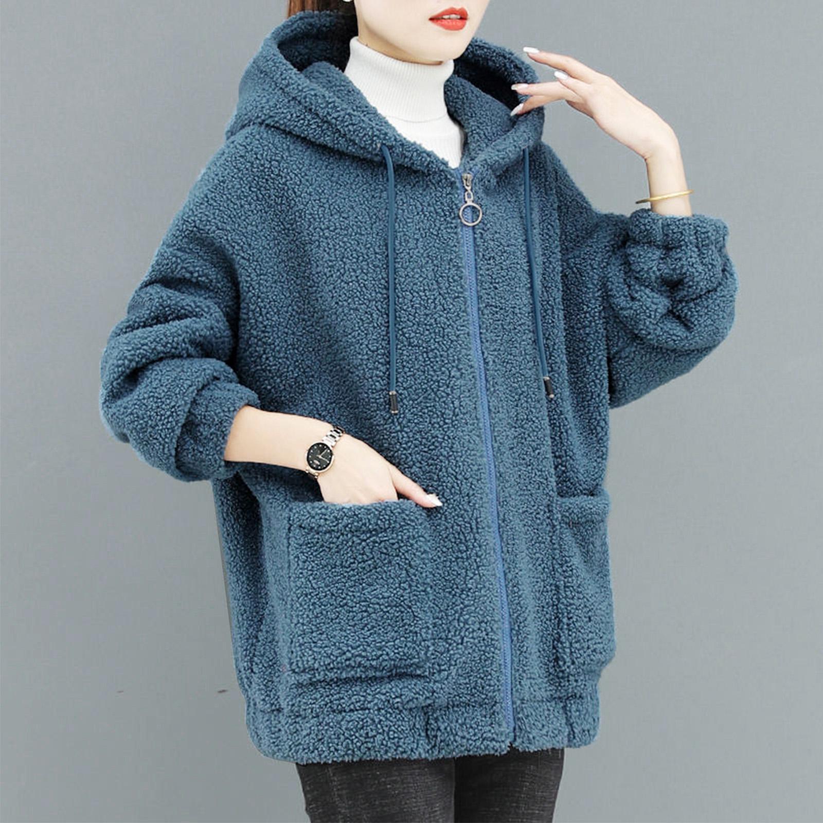 

Women s Casual Color Three-quarter Sleeve Pocket Shirt Jacket L синій