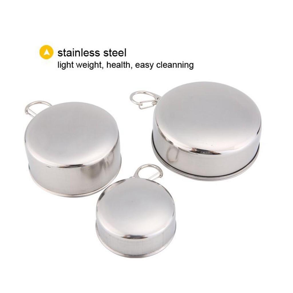 Stainless Steel Camping Folding Cup With Keychain Traveling Outdoor Hiking Portable Cup
