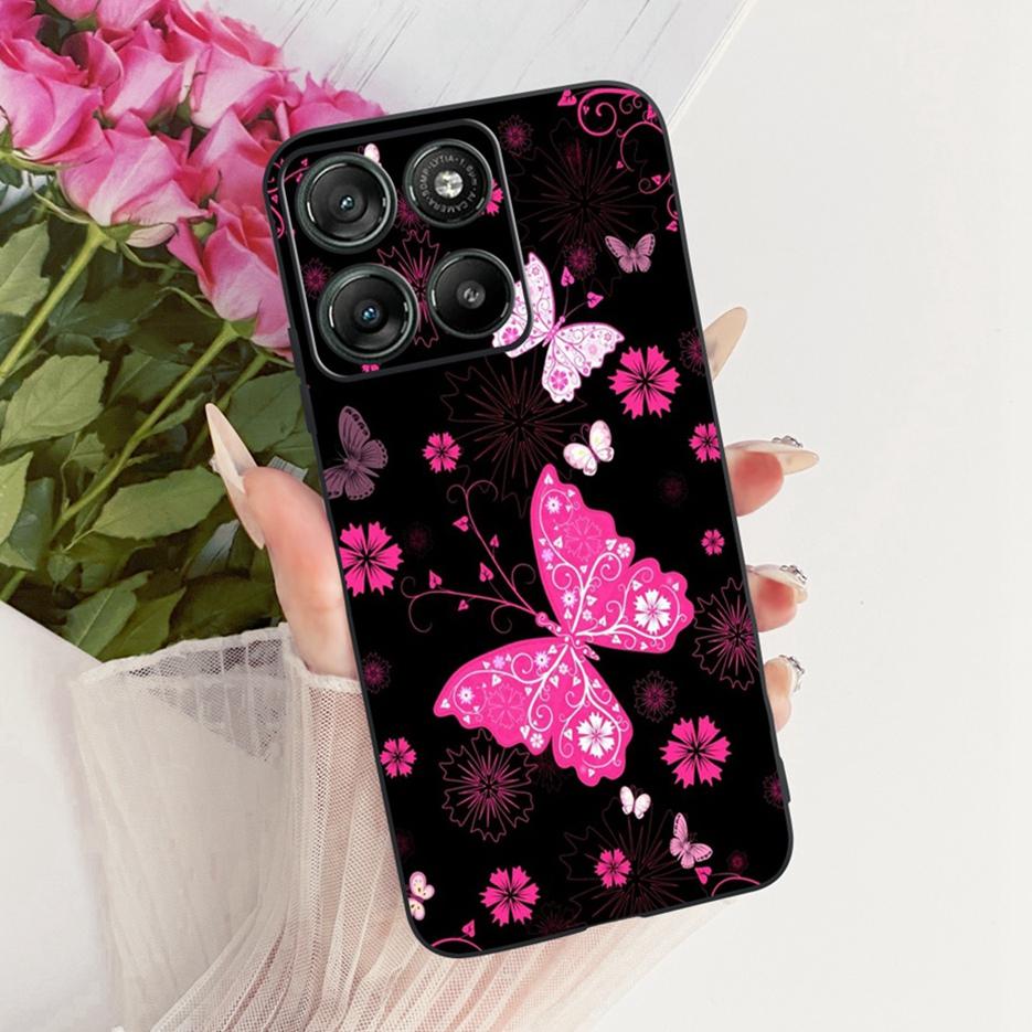 Für Motorola Moto G17 Power Case Moto G15 Niedliche Katze Blumen Bemalte Hülle Weiche TPU Handyhülle Für Motorola G15 Power MotoG17 Taschen