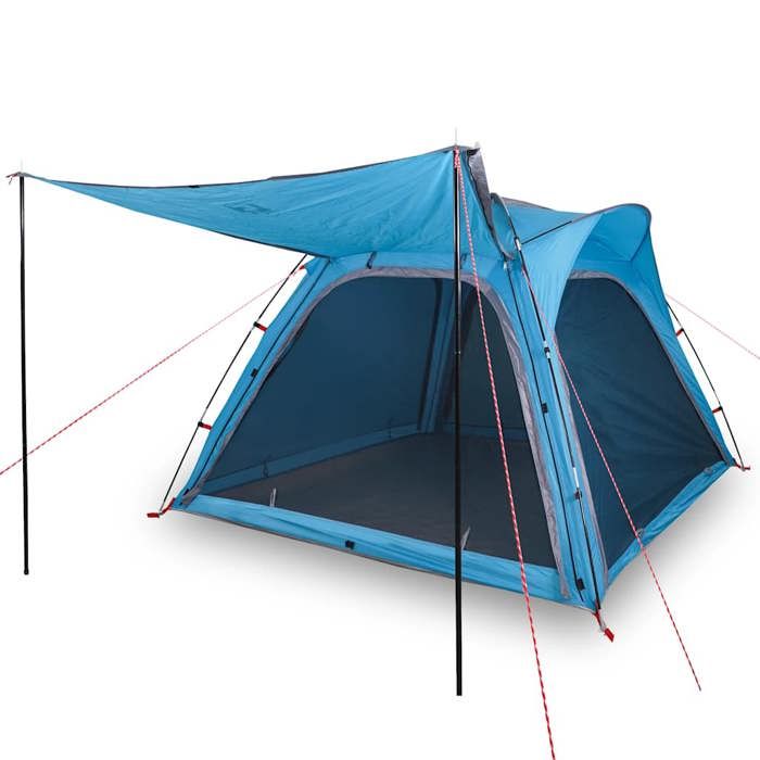 VidaXL Camping Tent 4 Person, Shade Tent with Carry Bag, Portable Awning with Sidewalls, Blue 94357