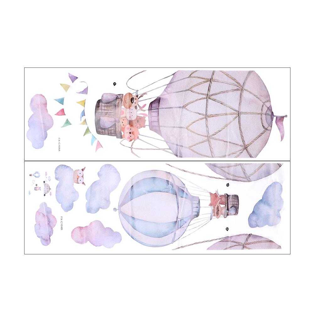 Bedroom Background Nursery Wall Decals Cloud Sticker Animal Wallpaper Hot-air Balloon Sticker