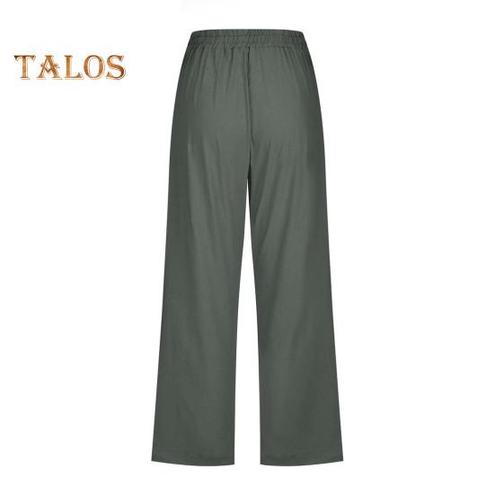 Pantaloni tăiați pentru femei, de culoare uni, pantaloni largi, la jumătatea gambei, cu talie elastică Pantaloni casual în stilul navetei