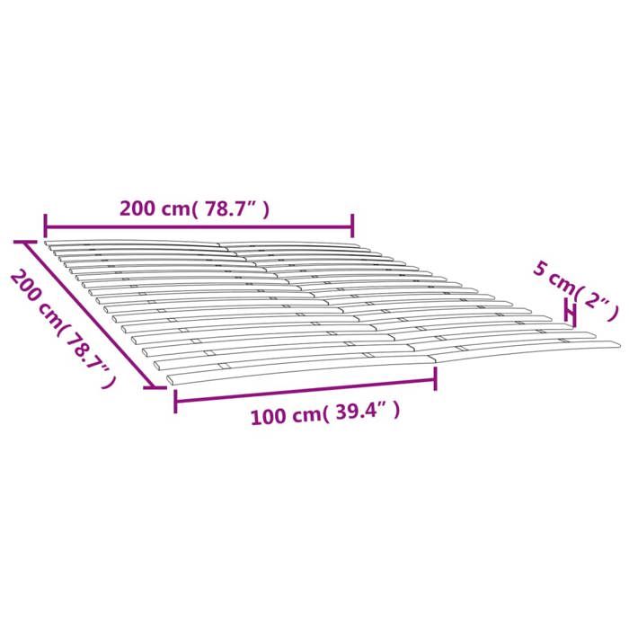 VidaXL Lattes de rechange pour sommier avec 34 lattes 2 pcs 100x200 cm, cadre de lit, sommier, Latte de rechange pour 3203722