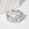 Stainless Steel Gold Color Flower Rings for Women Men Geometric Irregular Texture Opening Adjustable Finger Rings Jewelry Gifts