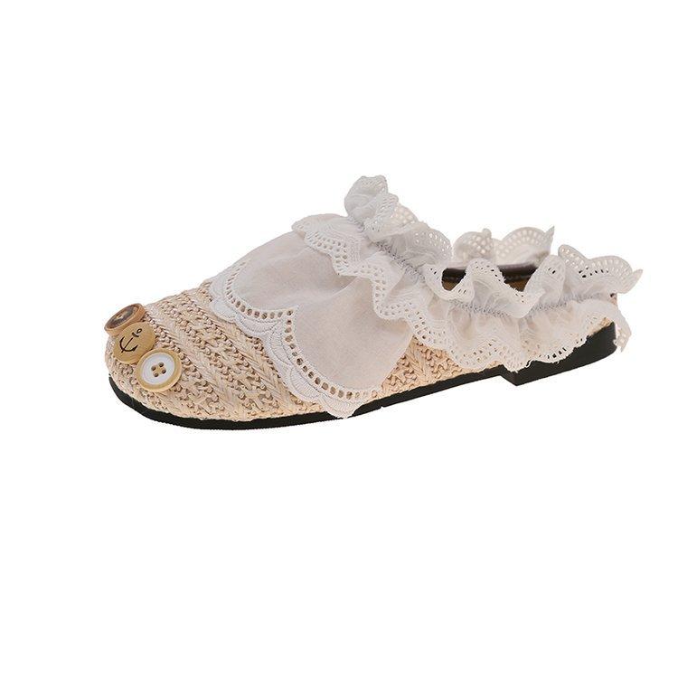 

[youshilai] breathable with skirt original sandals summer woven slippers versatile and cute bag head slippers 35