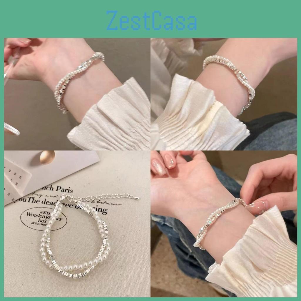 Pearl Bracelet Womens With Irregular Silver Beads And Tassel Accents For A Classy Look