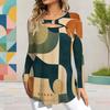 Women Plus Size Keyhole Ring Neck Long Sleeve Printed T Shirt Pink Grey White