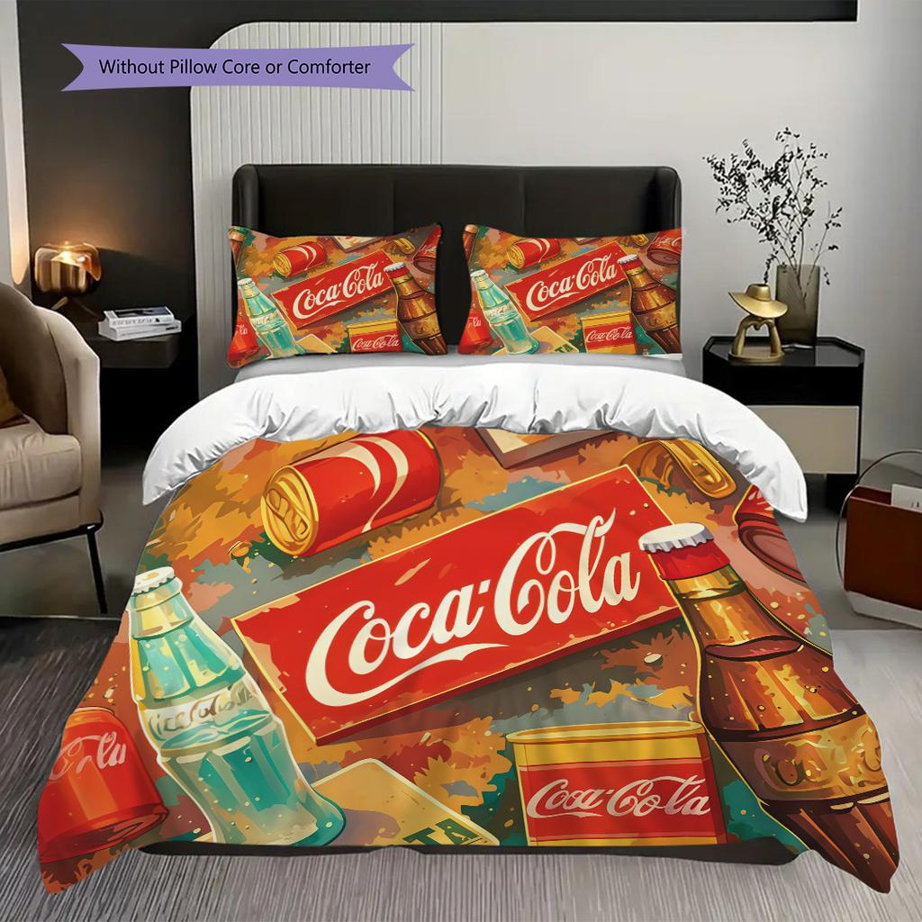 Vintage Cocacola Bottle Artwork Bedding 1 Duvet Cover 2 Pillowcase Without Core Soft And Comfortable Bedding Set Duvet Cover And Pillowcase