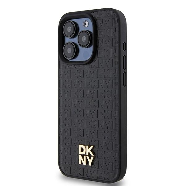 Dkny Dkhmp15Lpshrpsk Iphone 15 Pro6.1 Czarny/Black Hardcase Leather Pattern Monogram Metal Logo Magsafe