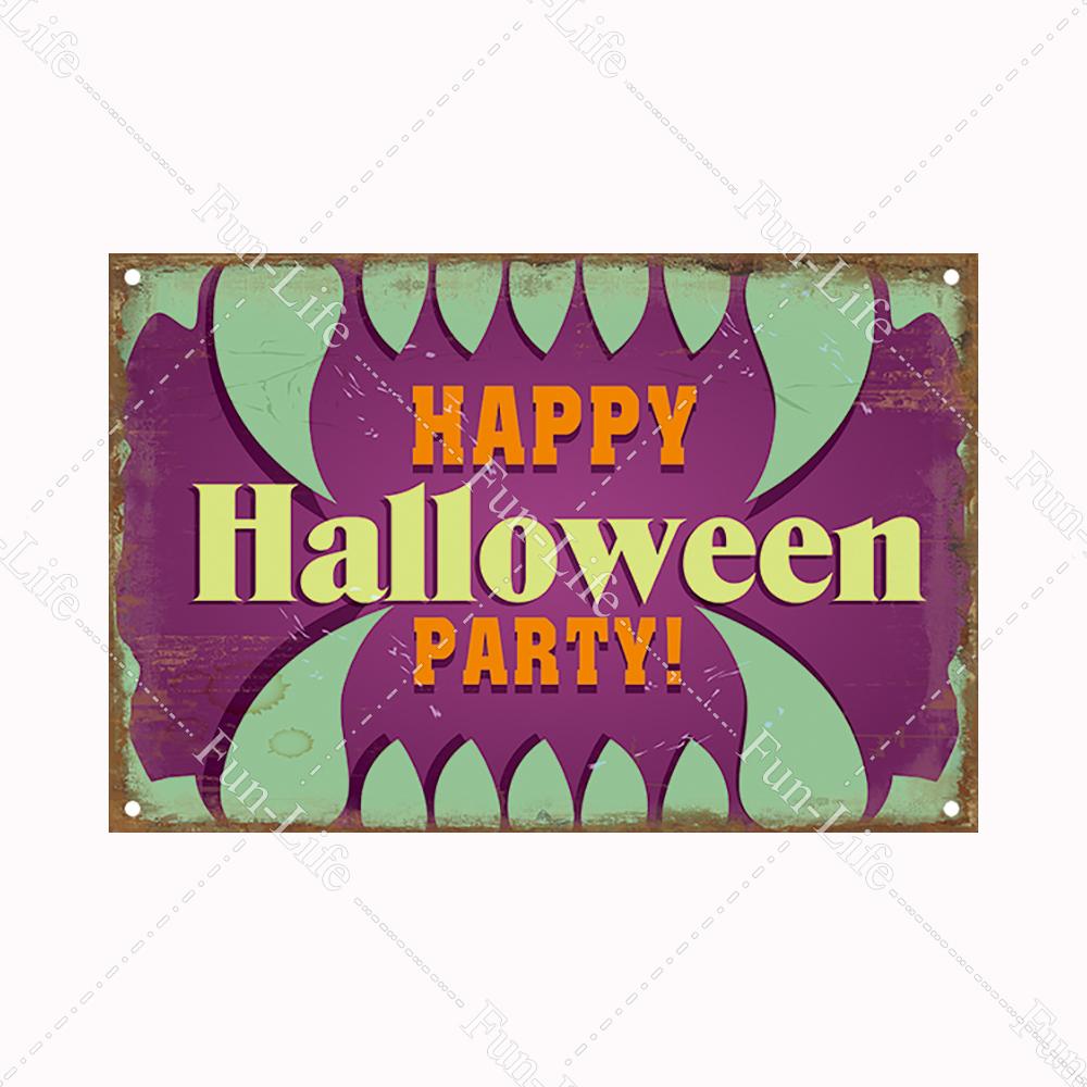 Halloween Pumpkin Tin Sign Vintage Plate Bat Poster Painting Festival Metal Signs Bar Art Party School Wall Home Decor 20x30cm