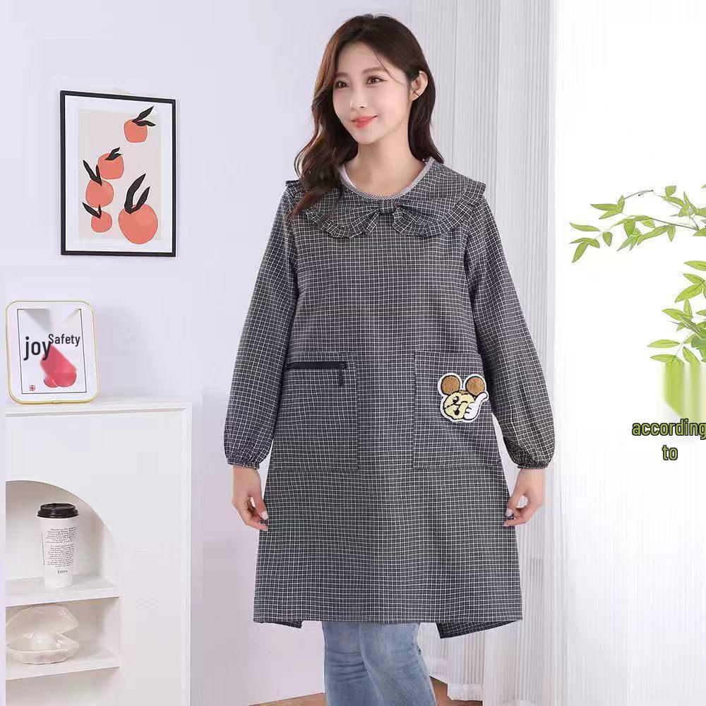 Korean Style Stain-Resistant Long Sleeve Kitchen Apron