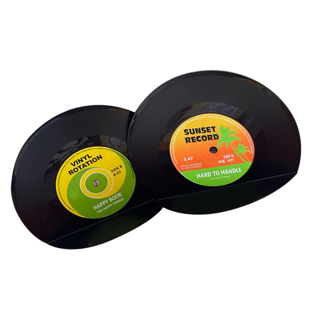 2pcs Book Holders Vinyl Record Shape Rounded Edges Vintage Bookends Book Stand for Student