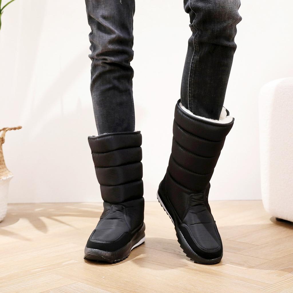 Winter Shoes Women Boots Big Size 36-45 Men Mid-Calf Snow Boots Women Waterproof Platform Couples Botas