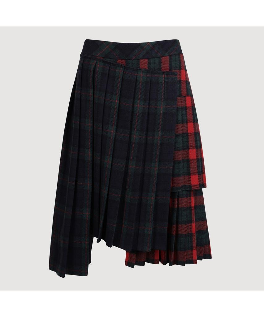 LUCKY CHOUETTE [Holiday Edition] Check Mix Pleats Long Skirt (Multi Color) Lfkas25010Xxx