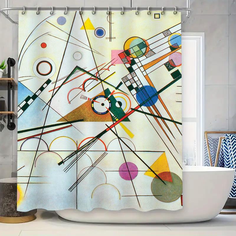 

Modern Geometric Design Shower Curtain Multicolor Abstract Artistic Decor Bathroom Accessories Waterproof Fabric Print Home Deco 90x180cm