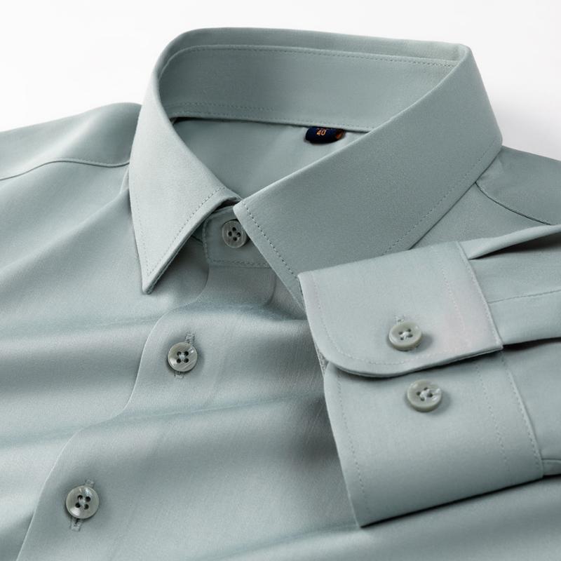 New Anti-Wrinkle Mens Shirts Long Sleeve Dress Shirts For Slim Fit Camisa Social Business Blouse White Shirt Blue Shirt