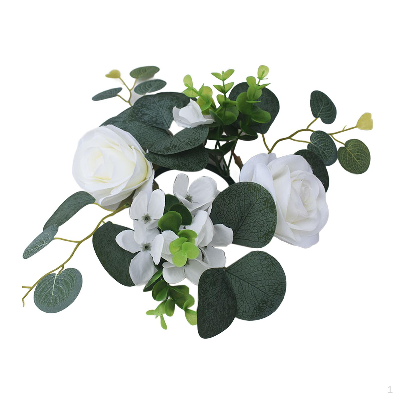 

Кольцо для свечи, искусственный венок из листьев эвкалипта, украшение для дома, 9,8 дюйма, зелень, фермерский дом для белый