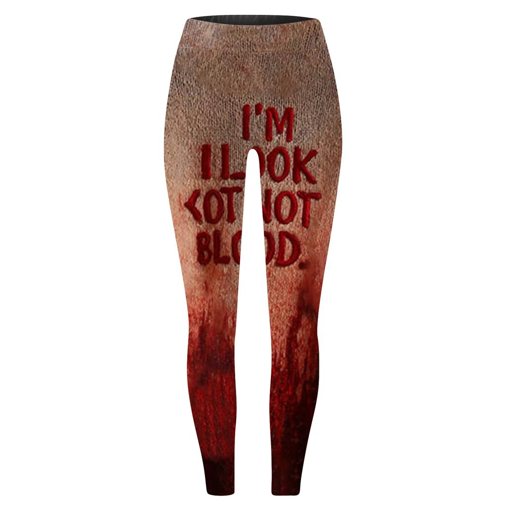 Damen Casual Mode Outdoor Halloween Bedruckte Slim Elastische Yogahose Cropped Hose