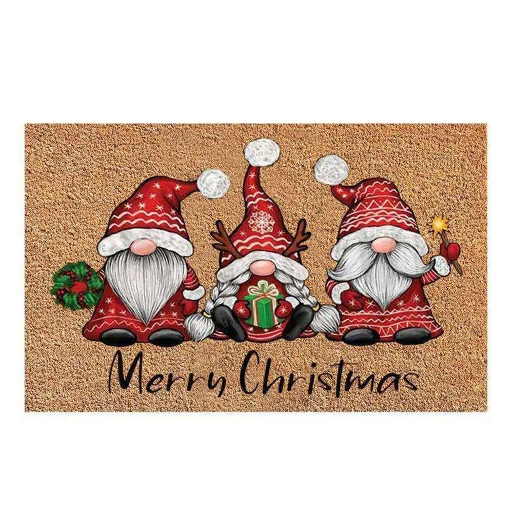 40*60cm Christmas Door Mat New Year Nonslip Entryway Floor Rug Floor Decoration Cartoon Pattern Pad Letters Doormat Home Carpet