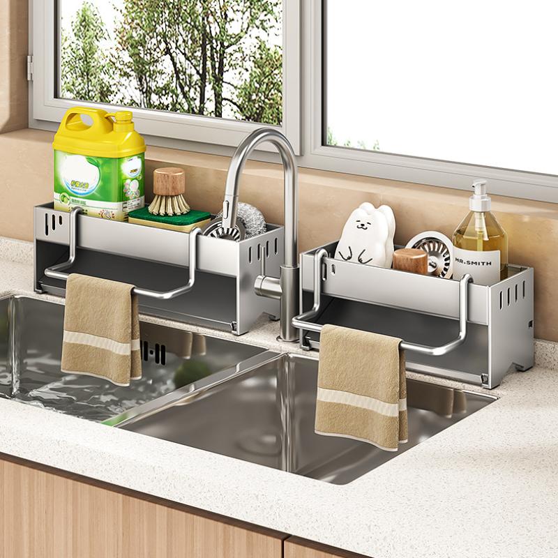 Kitchen Rack Multi-Purpose Storage Rack Rag Drain Rack Household Multi-Functional Scouring Cloth Steel Wire Ball Sponge Storage