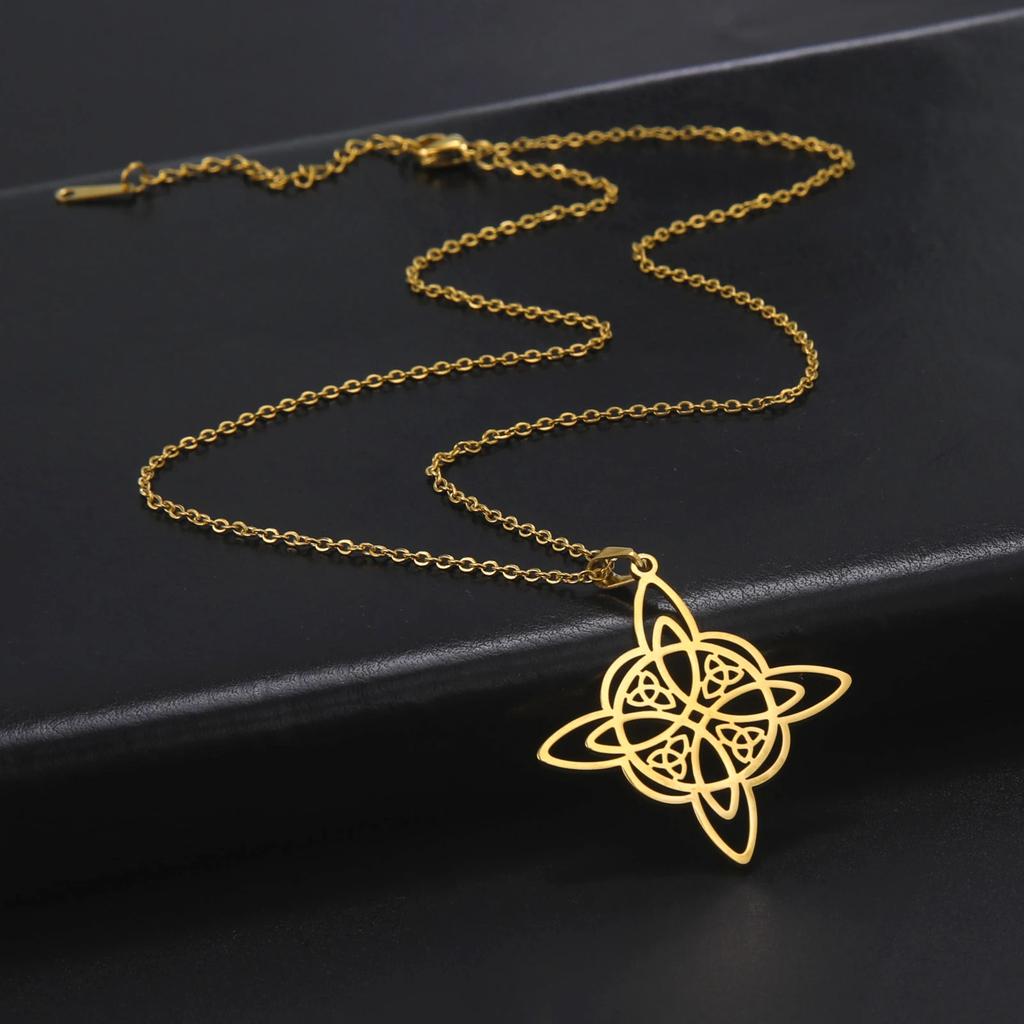 Witchcraft Witches Knot Necklace Stainless Steel Triquetra Celtics Magic Knot Wicca Amulet Jewelry for Women
