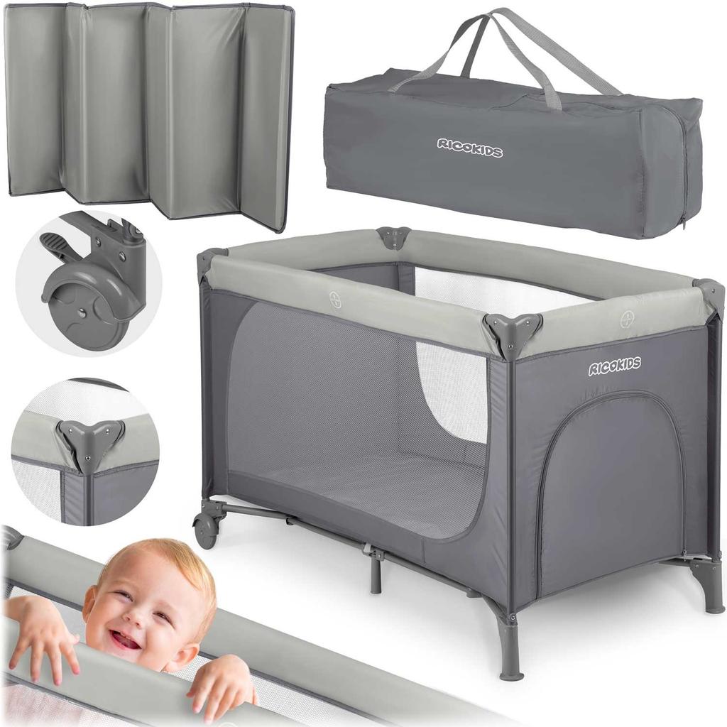 Culla da viaggio 125 X 65 X 78 Cm Rk-240 Grigio Chiaro