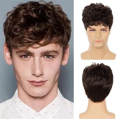 Synthetic Short Haircuts Curly Wigs for Men Clearance Sale Wig Handsome Wig with Bangs Daily Cosplay Natural Fake Hair