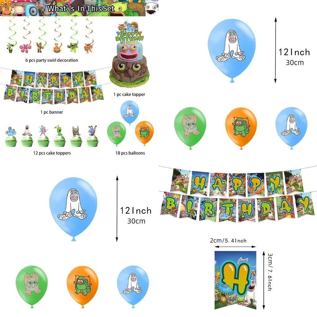 My Singing Monster Themed Party Banner Kit With Balloons And Decorations For Kids Events