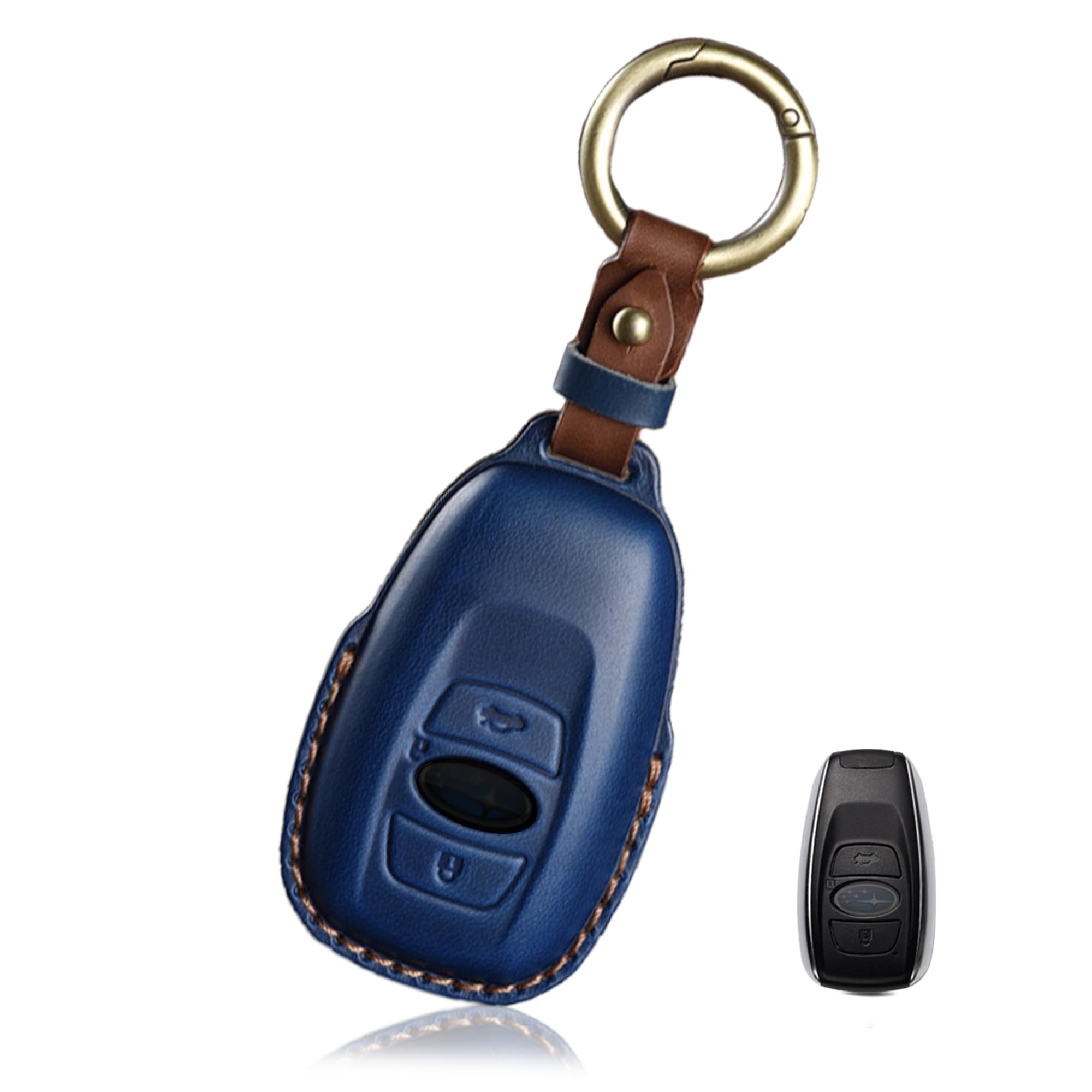 

[Fesanla] Кожаный чехол для ключа Subaru XV Levorg Forester Outback, Натуральная кожа, Чехол для ключа, 2 синий