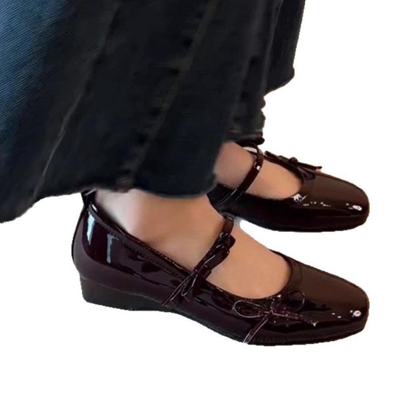 Single-shoe Women's Flat Ballet Shoes Wedge Heels Retro Shoes