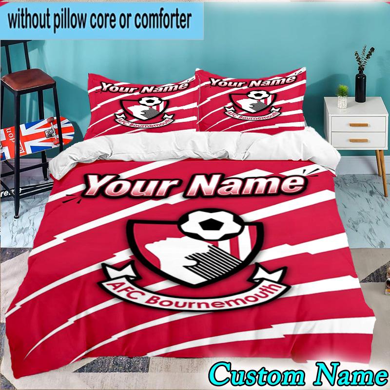 Custom Name Bournemouth Football Club 3PCS Bedding Set For Bedroom Dormitory,Including 1pc Duvet Cover And 2pcs Pillowcases Large size Fan gift