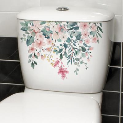 Toilet Sticker Green Leaf Floral Stickers Removable Waterproof Wall Decals Home Bathroom Decorations