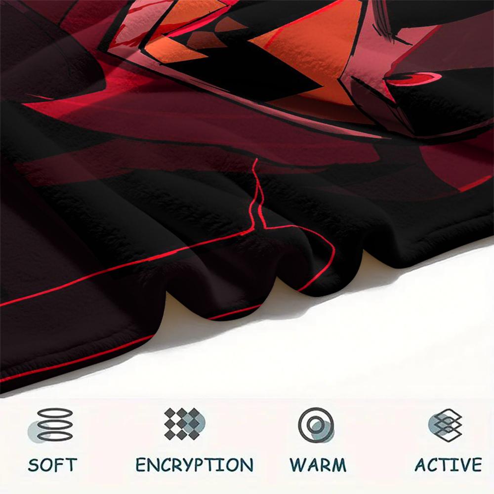 1Pc Alastor Anime Print Flannel Blanket, High quality Comfortable for All Seasons, Home Decor, Warmth and Comfort, Perfect for Christmas Gifts 55