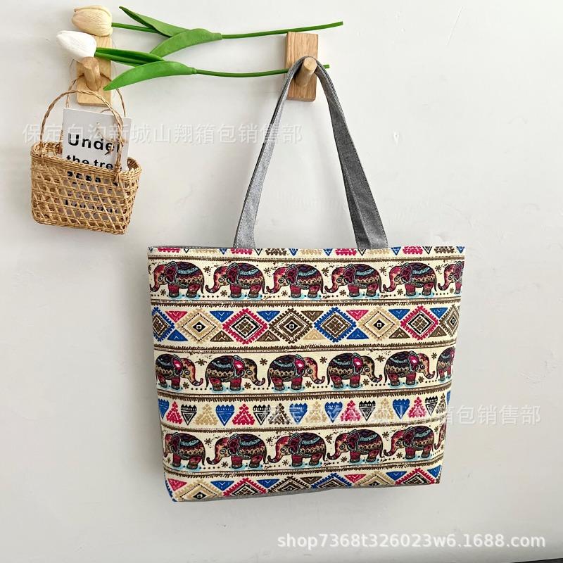 New printed bag large capacity tote bag literary flower cloth student bag shoulder portable canvas women's bag