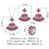 Bohemian Jewelry Set Earrings Necklace Rings Red Corundum Zircon Tassel Women