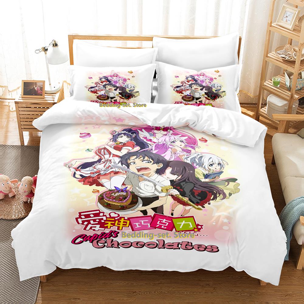 Cupid'S Chocolates Bedding Set Single Twin Full Queen King Size Bed Set Adult Kid Bedroom Three-Piece Suit Anime Parure De