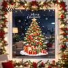 Reusable Static Stickers Christmas Tree Window Cling Xmas with Colorful Balls and No Glue Gift Boxes Holiday PVC Decals for Glass Doors Showcases