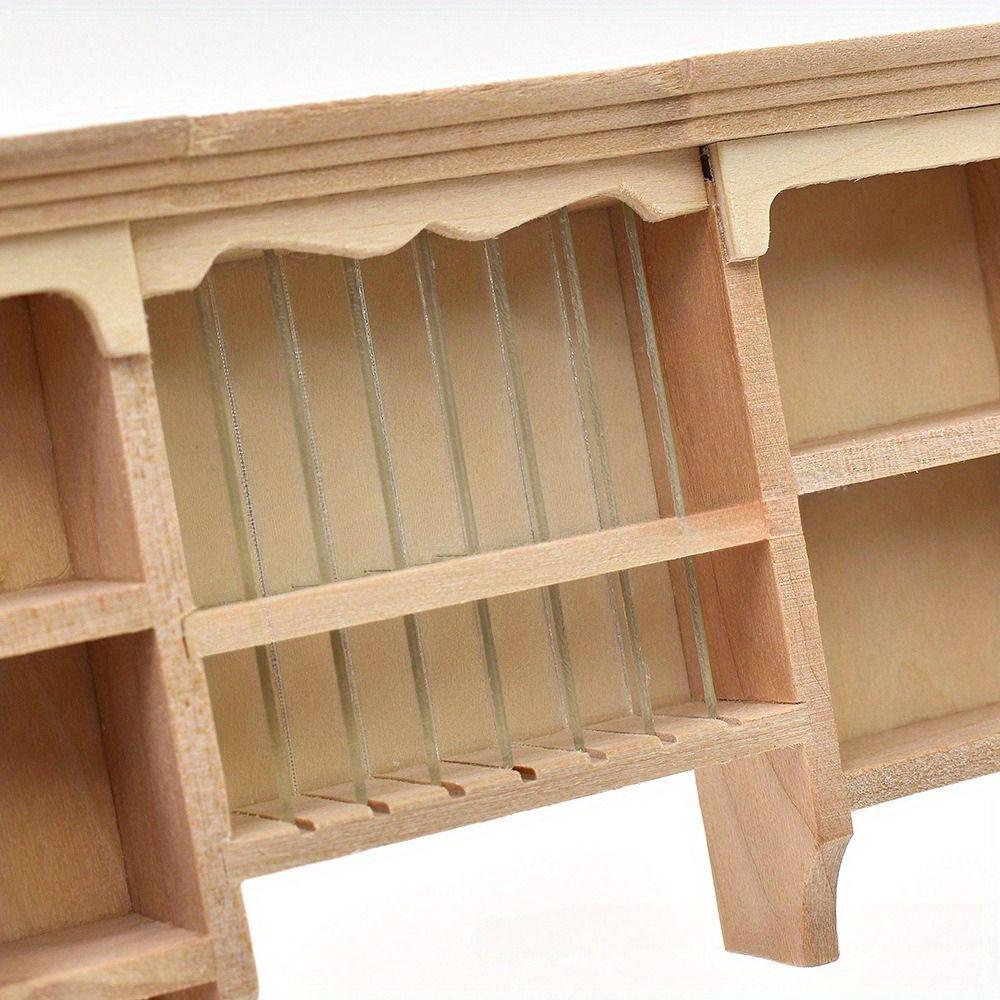 Mini Wall Hanging Cabinet Wooden Display Shelves 1:12 Dollhouse Storage Cabinet  Kids Toys