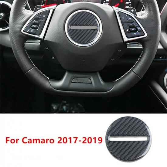 Luxury Car Carbon Fiber Center Steering Wheel Cover Decal For Camaro 2016-
