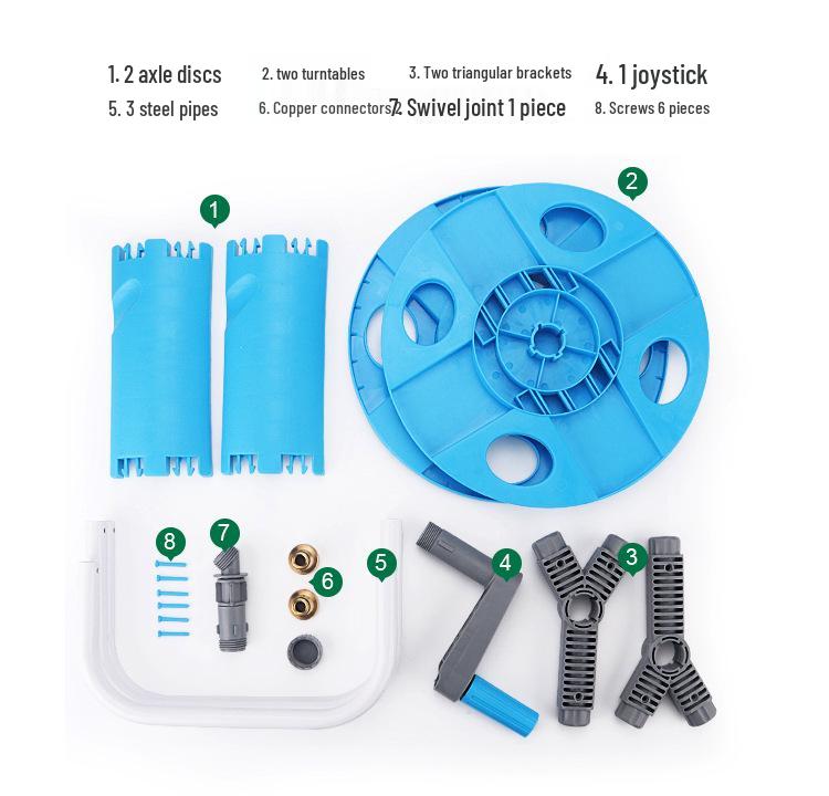Household Car Wash Hose Storage Cart with Anti-Tangle Reel and Water Gun