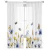 Flower Butterfly Wheat Ear Window Curtains For Living Room Bedroom Kitchen Chiffon Sheer Window Treatment