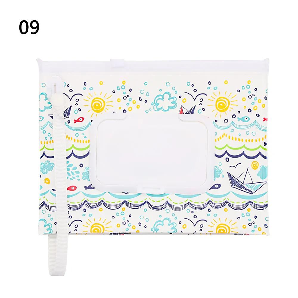 1PC Wet Wipes Bag Portable Flip Cover Snap-Strap Cosmetic Pouch Cute Baby Tissue Box Outdoor Cute Stroller Carrying Case Acces