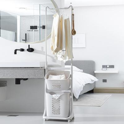 Rolling Clothing Rack Multifunctional Laundry Hamper with Wheels Garment Rack with Hooks Detachable Laundry Baskets for Bedroom Laundry Room