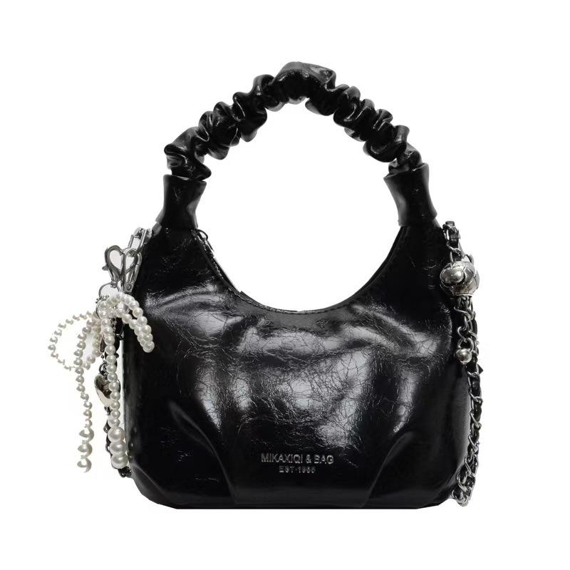 

Розкішна модна сумка Caixia з бантом через плече через плече, проста тенденція, ланцюгові складки для жінок чорний