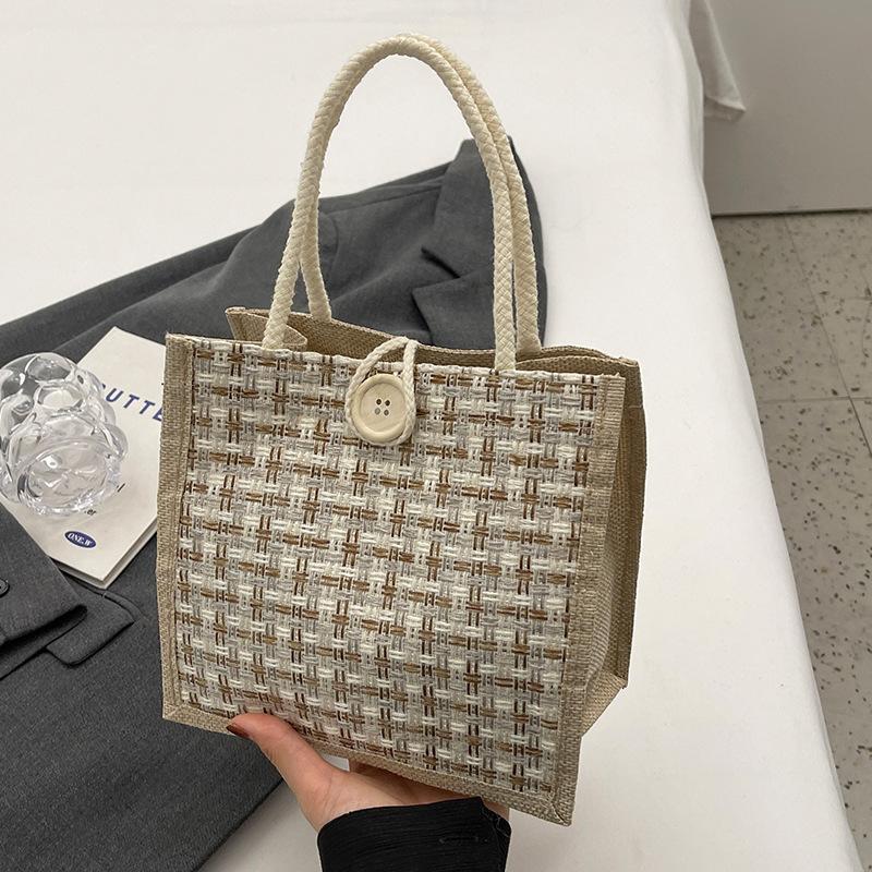 

Льняная тканая сумка для бенто 2024 модная сумка для ланча японская женская рабочая маленькая сумка